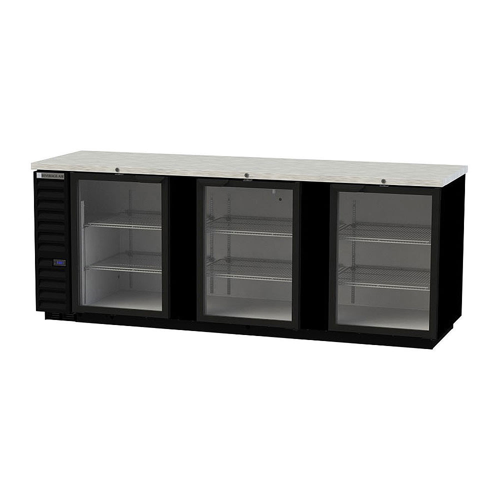 Beverage Air BB94HC-1-FG-B 95" (3) Section Bar Refrigerator - Swinging Glass Door, 115v