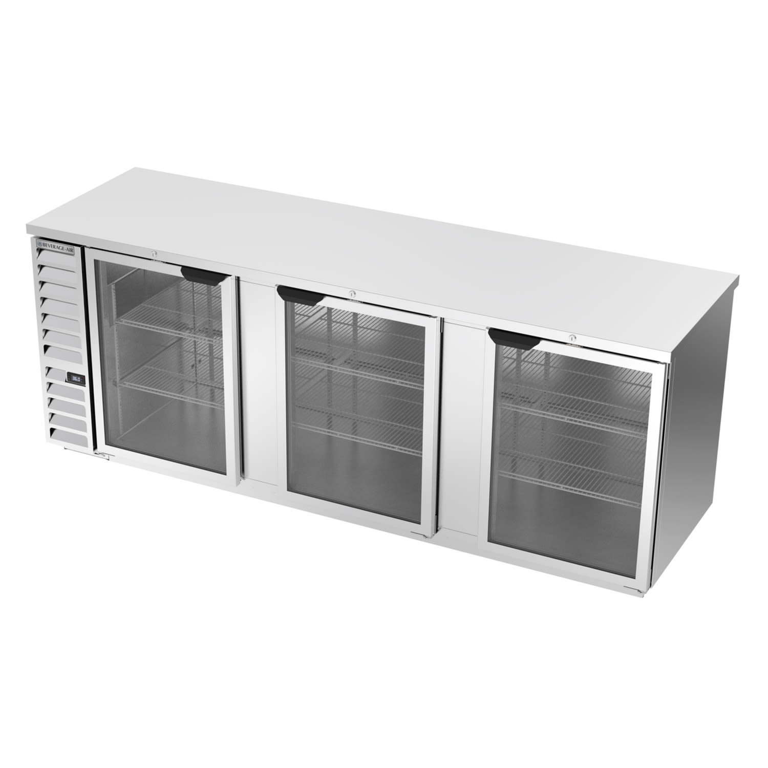 Beverage Air BB94HC-1-FG-S 95" (3) Section Bar Refrigerator - Swinging Glass Door, 115v