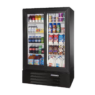 Beverage Air LV15HC-1-W 36" Two-Section Glass Door Merchandiser w/ Sliding Door, Black, 115v