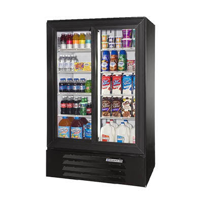 Beverage Air LV17HC-1-W 36" Two-Section Glass Door Merchandiser w/ Sliding Door, Black, 115v