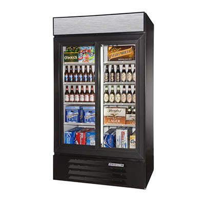 Beverage Air LV38HC-1-W 43.5" Two-Section Glass Door Merchandiser w/ Sliding Door, Black, 115v