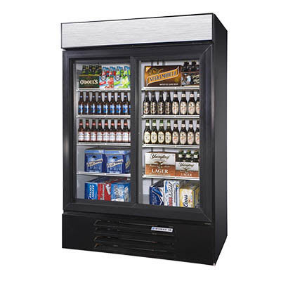 Beverage Air LV45HC-1-W 52" Two-Section Glass Door Merchandiser w/ Sliding Doors, 115v