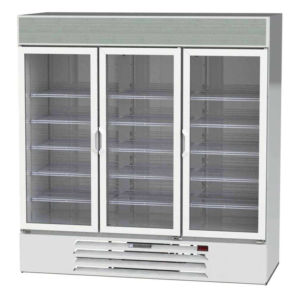 Beverage Air LV72HC-1-W 75" Three-Section Glass Door Merchandiser w/ Swing Doors, 115v