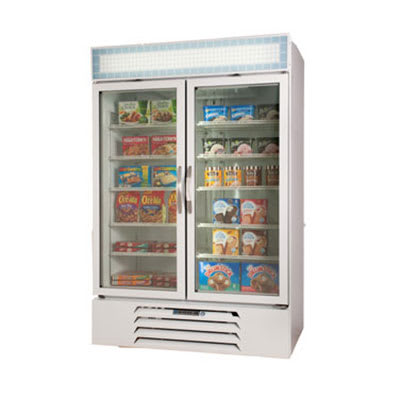 Beverage Air MMF49-1-W-LED 52" Two-Section Display Freezer w/ Swinging Doors - Bottom Mount Compressor, 115v