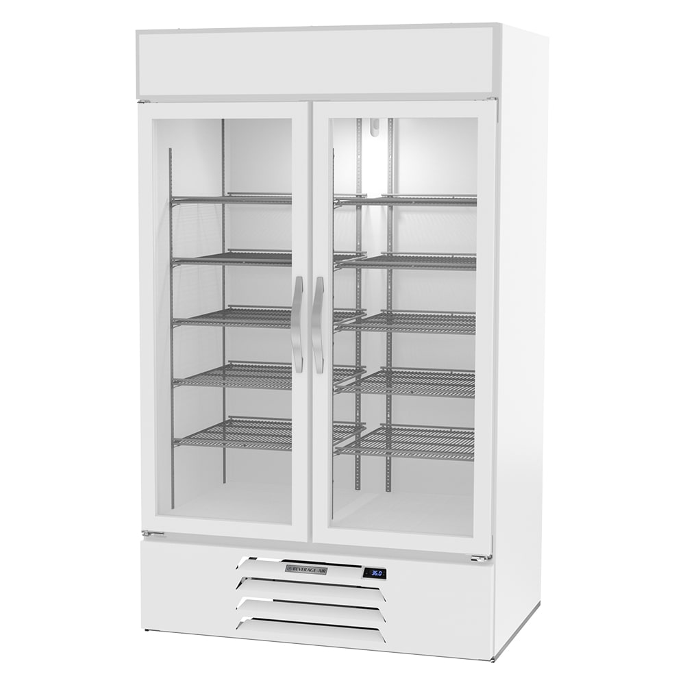 Beverage Air MMR44HC-1-W 47" Two Section Glass Door Merchandiser w/ Swing Door, White, 115v
