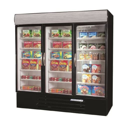 Beverage Air MMRF72-1-BW-A-LED 75" Three Section Commercial Refrigerator Freezer - Glass Doors, Bottom Compressor, 115v