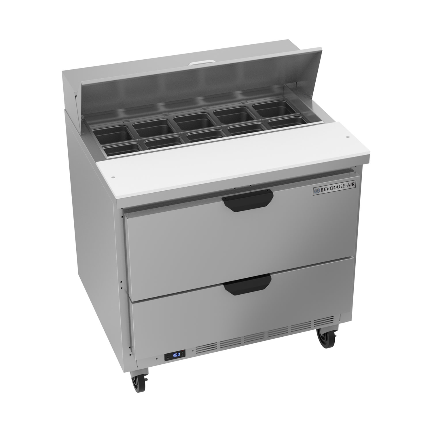Beverage Air SPED36HC-10-2 36" Sandwich/Salad Prep Table w/ Refrigerated Base, 115v