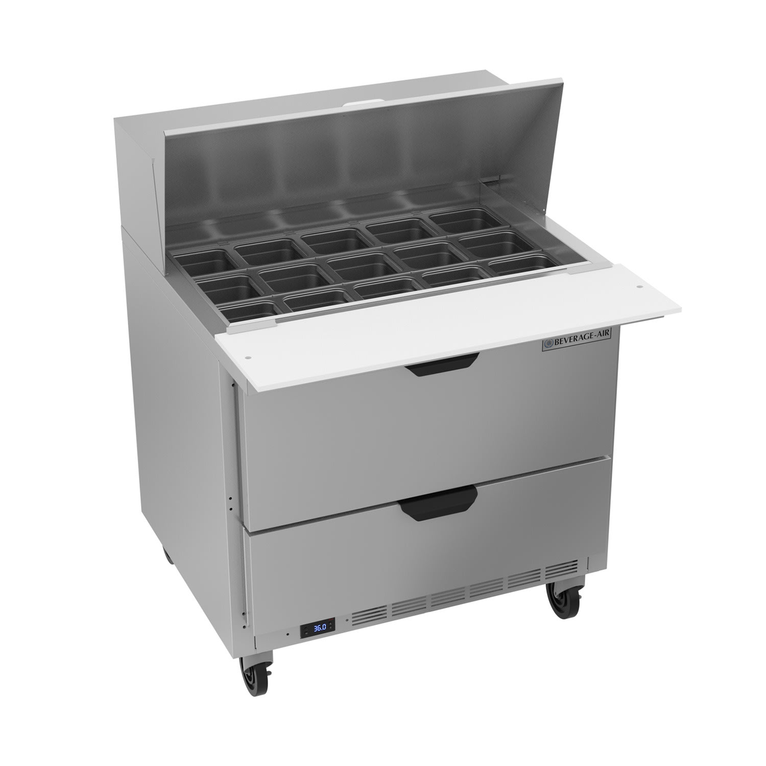 Beverage Air SPED36HC-15M-2 36" Sandwich/Salad Prep Table w/ Refrigerated Base, 115v