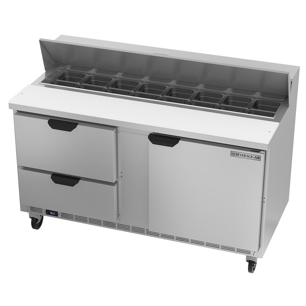 Beverage Air SPED60HC-16-2 60" Sandwich/Salad Prep Table w/ Refrigerated Base, 115v