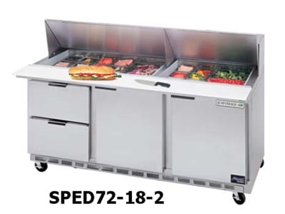 Beverage Air SPED72-18-6 72" Sandwich/Salad Prep Table w/ Refrigerated Base, 115v