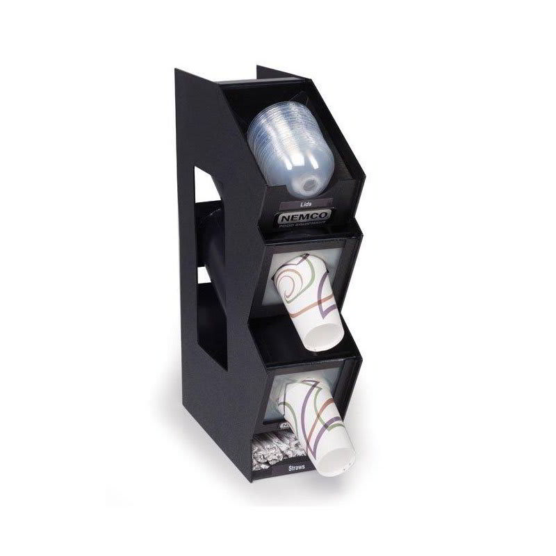 Nemco 88400-CDA Countertop Cup Dispenser w/ Angled Rack Style, 2-Tubes & Lid Dispenser, Plastic