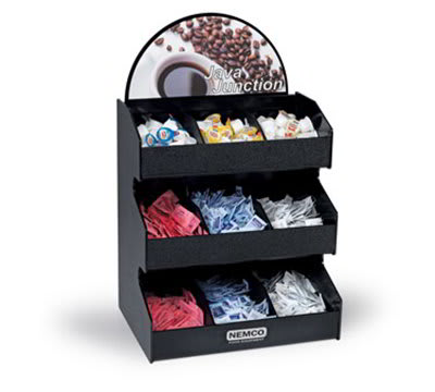 Nemco 88500-CO1 Coffee Condiment Organizer w/ (3)3-Section Tiers, Blacks