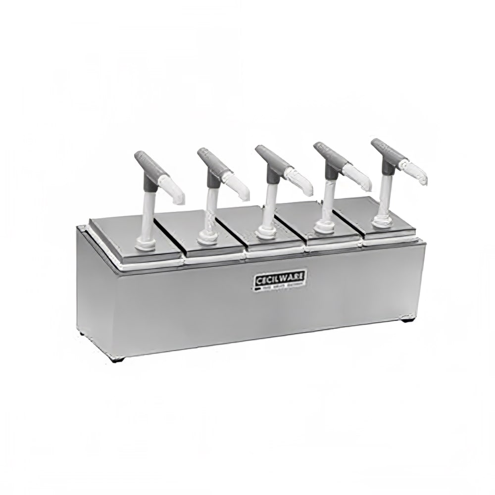 Cecilware 544G Pump Style Condiment Dispenser w/ (5) 1-oz/Stroke, Stainless