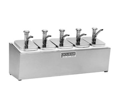 Cecilware 544M Pump Style Condiment Dispenser w/ (5) 2-oz/Stroke, Stainless