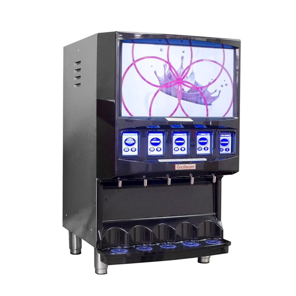 Cecilware Pro RAD5AB Radiance™ Hot Powder Cappuccino Dispenser w/ (5) Hoppers, 120v