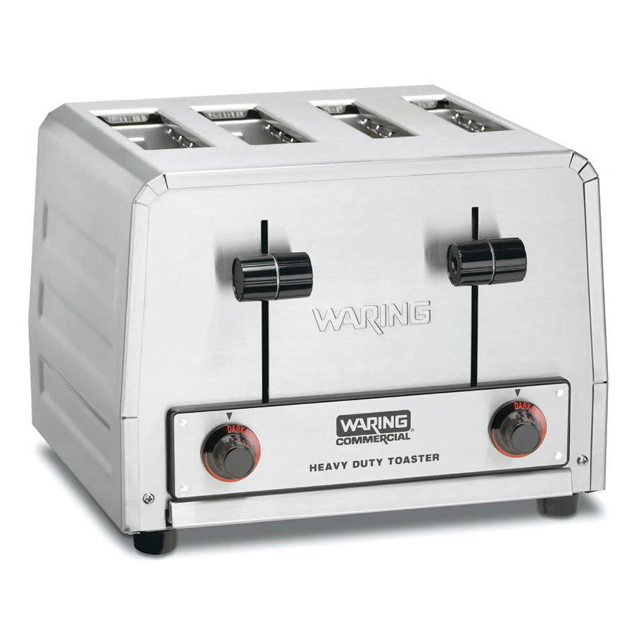 Waring WCT810 4-Slice Heavy Duty Commercial Toaster w/ 2-Wide Slots & 380-Slice/hr, Stainless