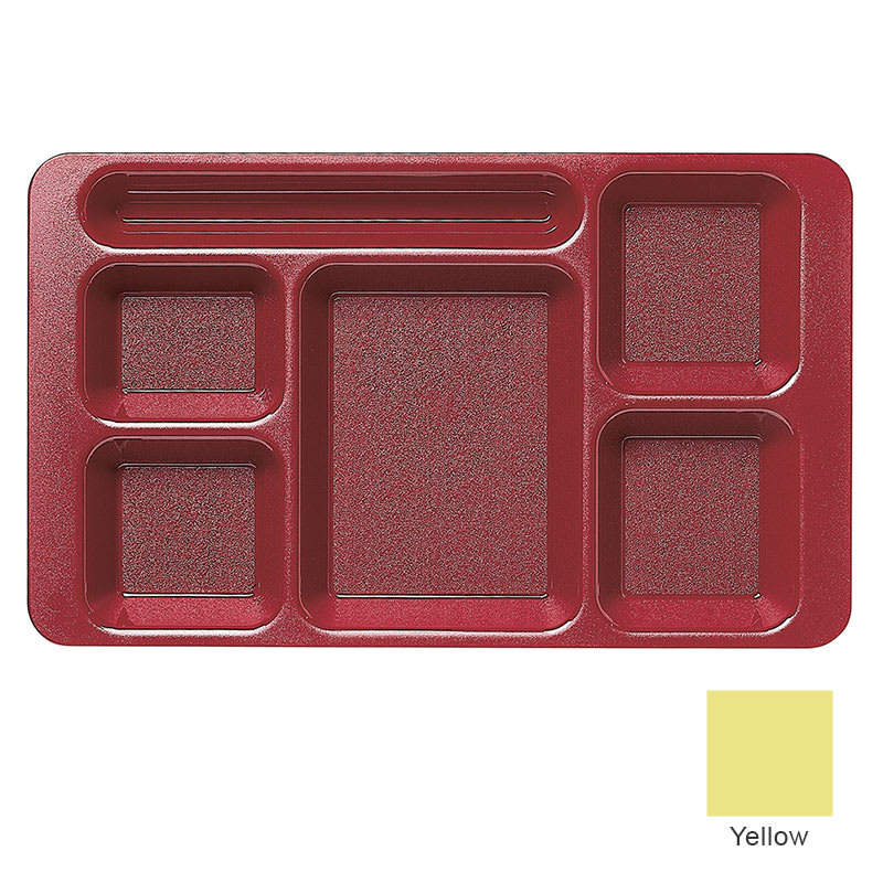 Cambro 1596CP145 Rectangular Camwear Tray - 6-Compartment, 9x15" Yellow