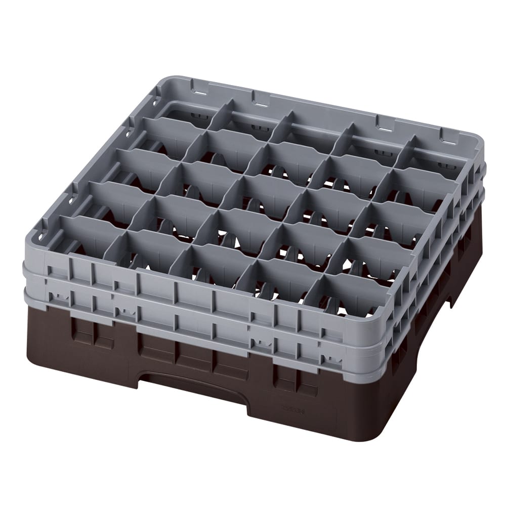 Cambro 25S534167 Camrack® Glass Rack w/ (25) Compartments (2) Gray  Extenders, Brown