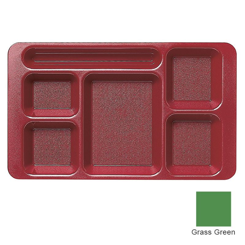 Cambro 915CP437 Rectangular Camwear Tray - 9x15" 6-Compartments, Grass Green