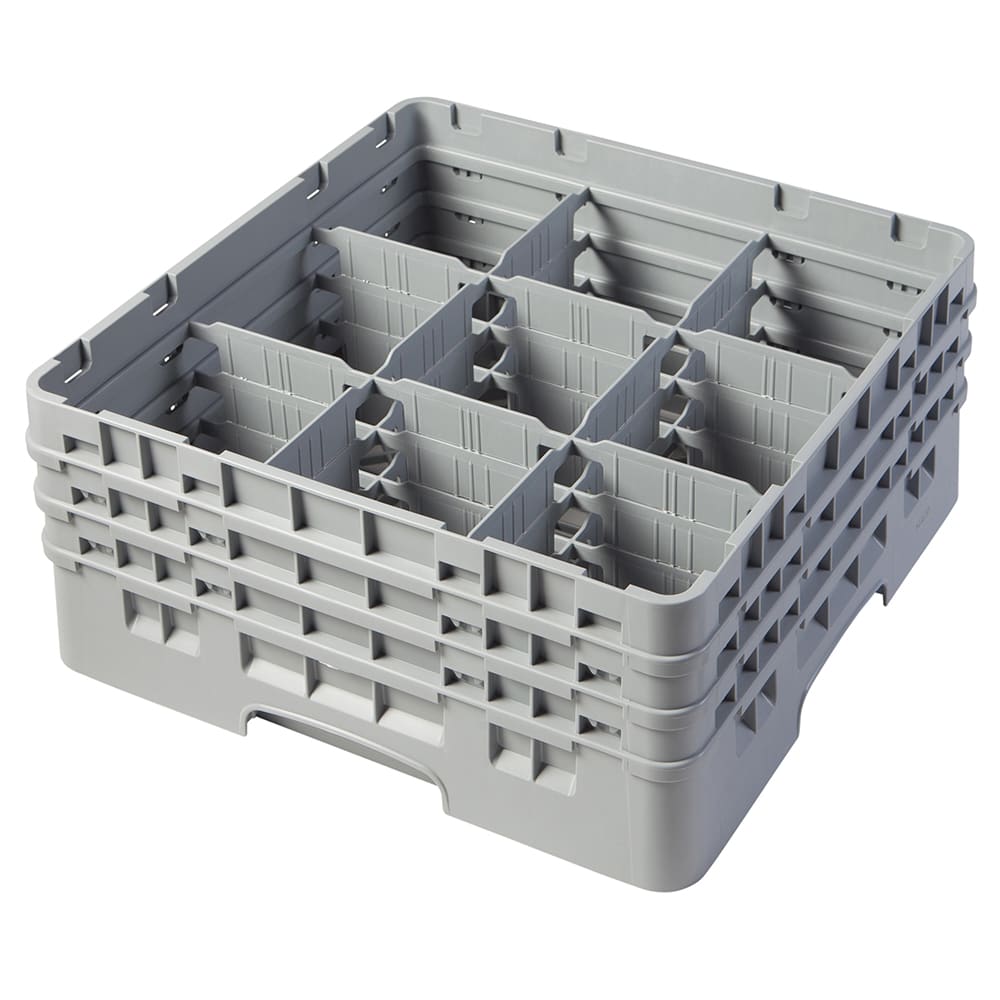 Cambro 9S638151 Camrack® Glass Rack w/ (9) Compartments (3) Gray