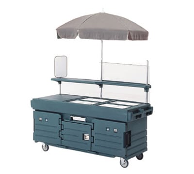 Cambro KVC854U519 CamKiosk Cart with Umbrella - (4)Pan Wells, Kentucky Green/Beige/Green