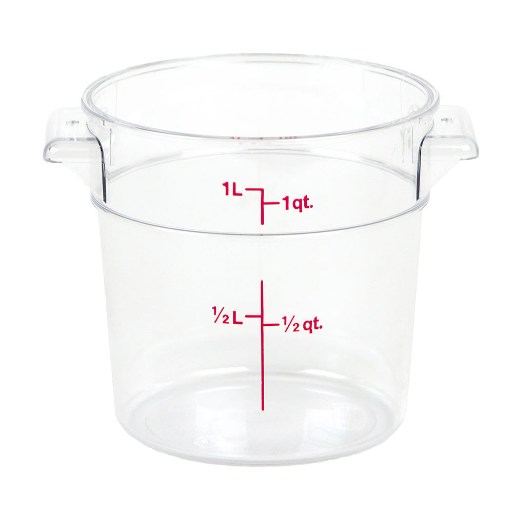 Round Storage Container Cambro RFSCWC1135 Clear Snap-On Lid For 1 Qt 