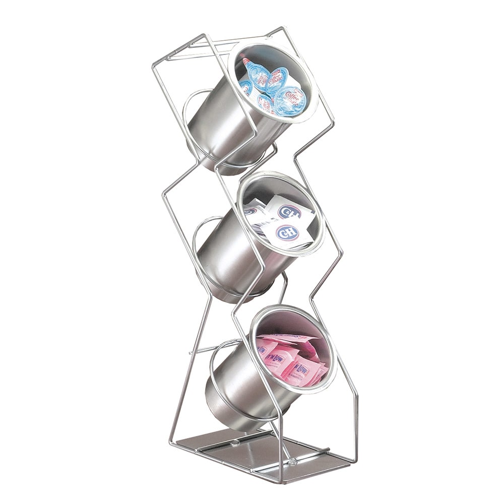 Cal-Mil 1025-3S 3-Hole Vertical Wire Condiment Organizer w/ 3-Solid Cylinders