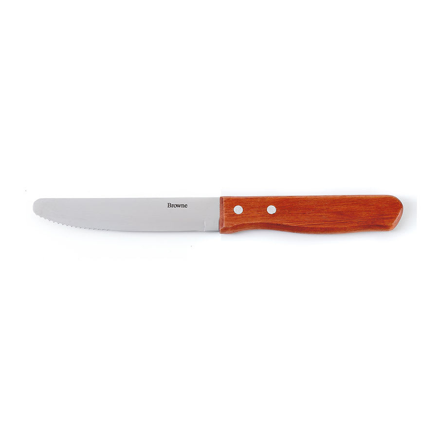Browne 220605 Steak Knife, Jumbo, Hardwood Handle, Rounded Tip, 5" Blade