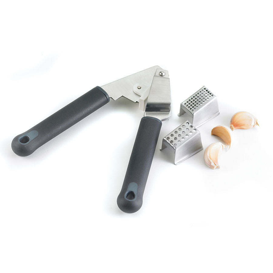 Browne 57 4457 Stainless Steel Garlic Press, Black Handles