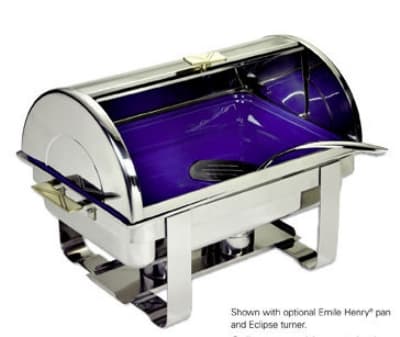 Browne 575134 9-qt Deluxe Roll Top Rectangular Chafer, Mirror Stainless Finish