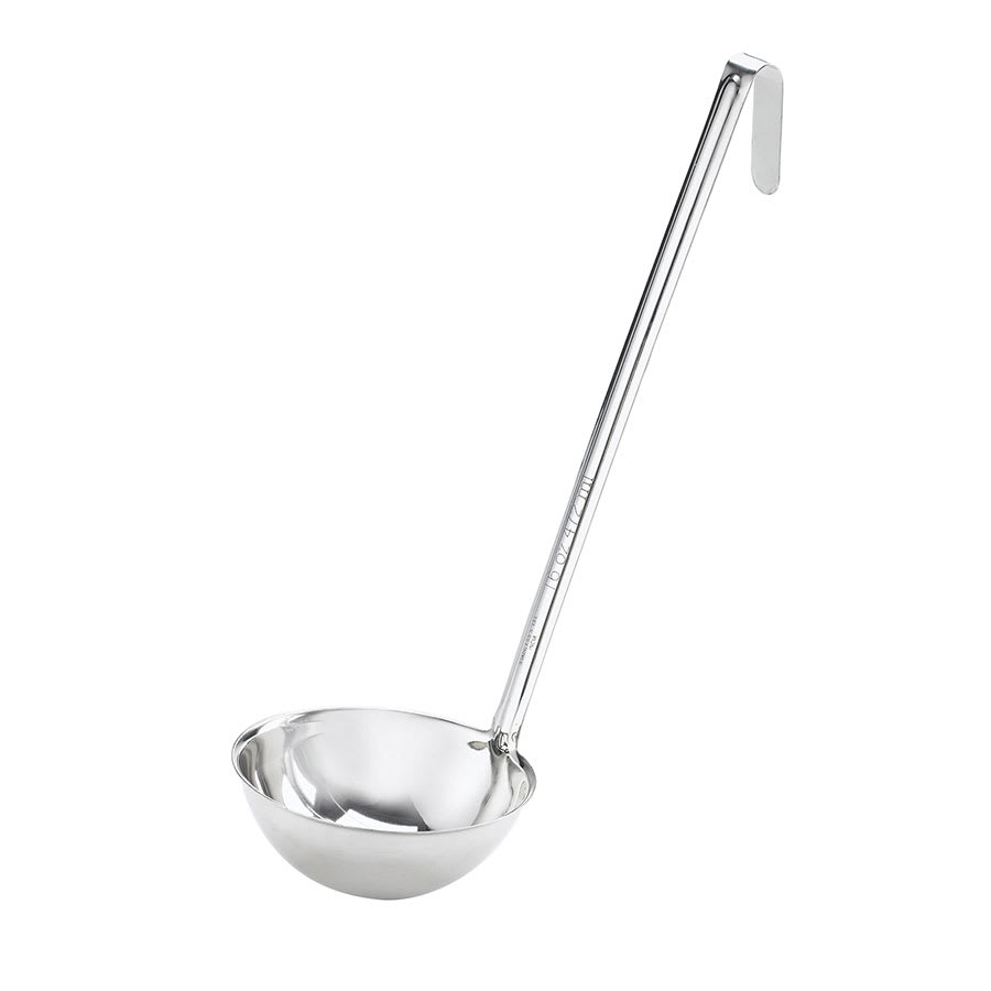 Browne 5757005 Optima Line Ladle, 1/2 oz, 10" Grooved Handle, Stainless Steel