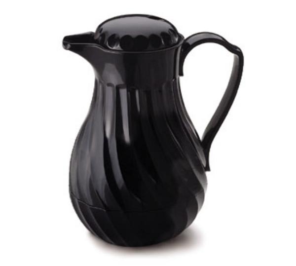 Browne IP4022B40P Beverage Pitcher, 40 oz, Insulated, Plastic, Thumb Lever, Black