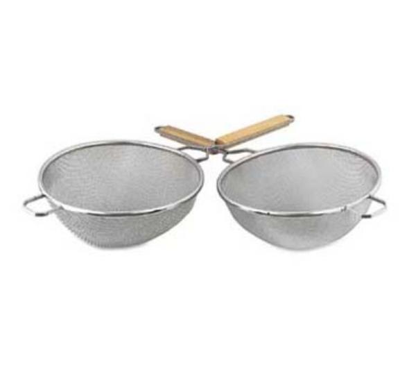 Browne S8099 Strainer, 10-1/4 in Bowl, 21-1/4 in O/A Length, Fine Double Mesh, SS