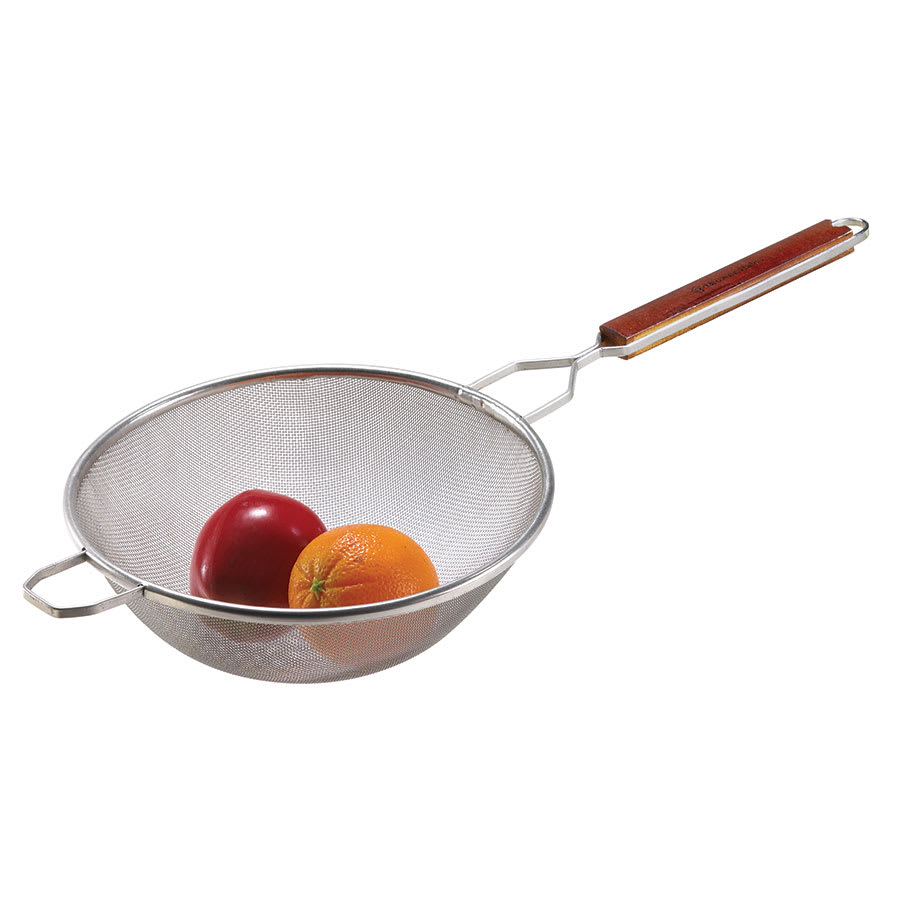 Browne S9098 8" Round Stainless Strainer w/ Fine Single Mesh