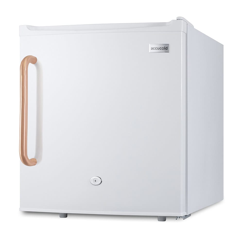 white and copper refrigerator