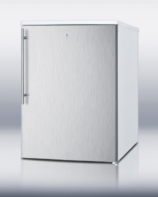 Summit FSM50LESSSHV Freezer w/ Manual Defrost, 2-Wire Shelves & Lock, White/Stainless, 4.4-cu ft