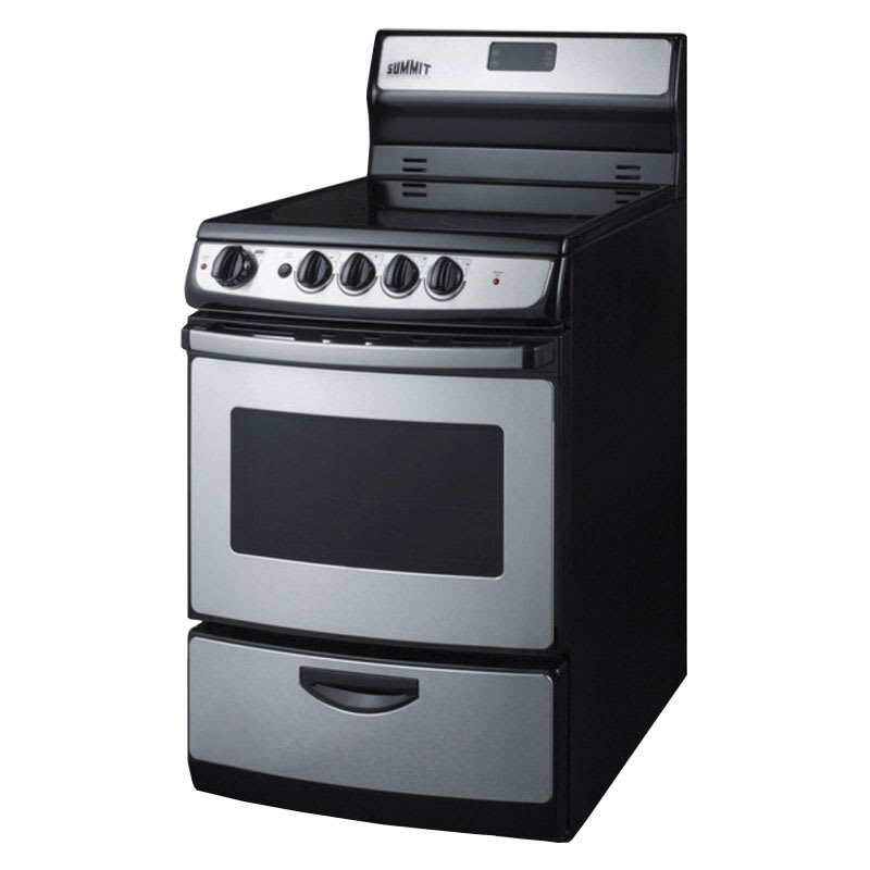 Summit Rex245ss 24 Electric Range Ceramic Cooktop Storage