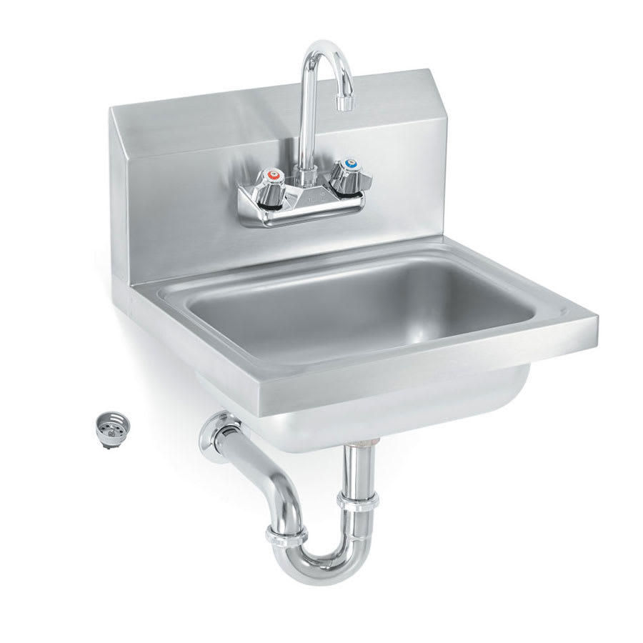 Vollrath K1410cs Wall Mount Commercial Hand Sink W 17 L X 15 W X 5 5 D Bowl Gooseneck Faucet