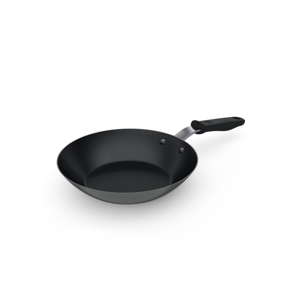 Vollrath 9 3/8 Carbon Steel Non-Stick Fry Pan with SteelCoat x3 Coating  and Black Silicone Handle 5923938