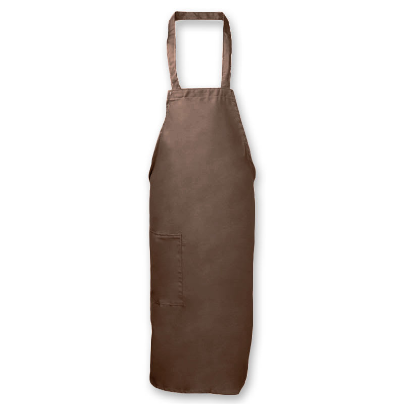 Intedge 335-1 B Deluxe Bib Apron & Tie w/ Hip Pocket, 32 x 28" Brown