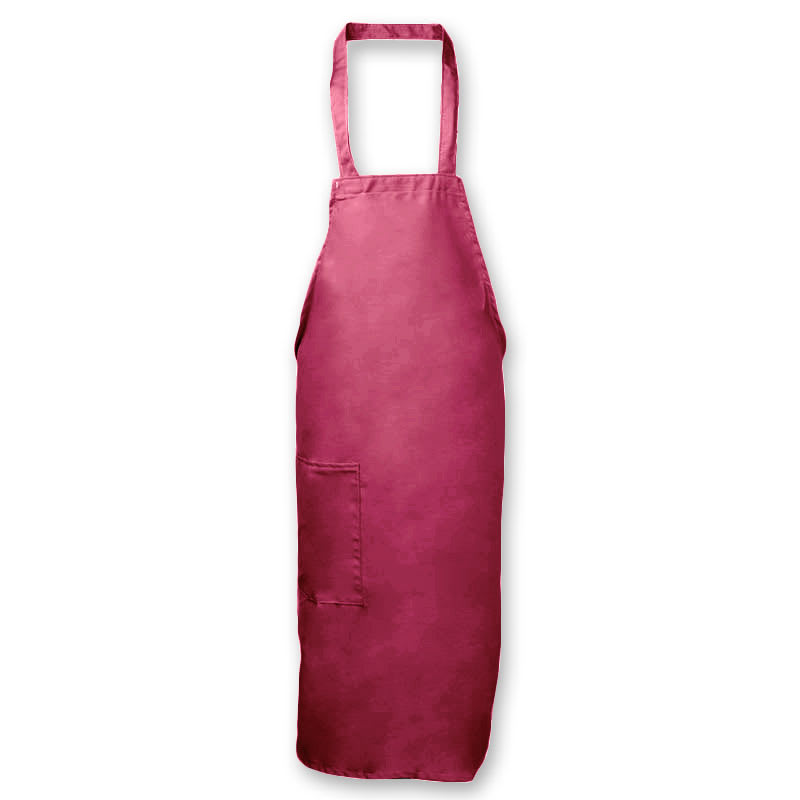 Intedge 335-1 BU Deluxe Bib Apron & Tie w/ Hip Pocket, 32 x 28" Burgundy