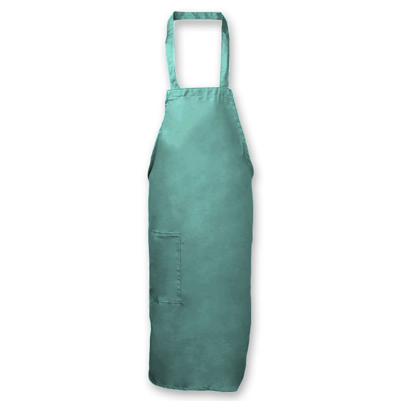 Intedge 335-1 HG Deluxe Bib Apron & Tie w/ Hip Pocket, 32 x 28" Hunter Green