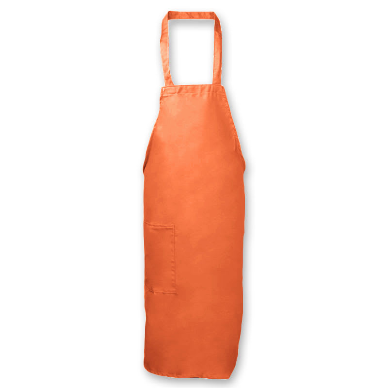 Intedge 335-1 OR Deluxe Bib Apron & Tie w/ Hip Pocket, 32 x 28" Orange
