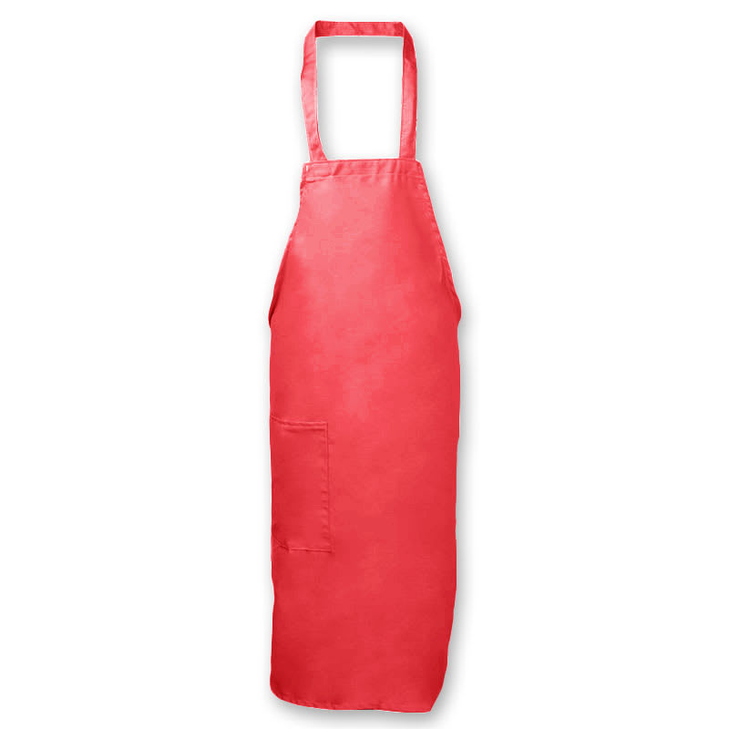 Intedge 335-1 R Deluxe Bib Apron & Tie w/ Hip Pocket, 32 x 28" Red