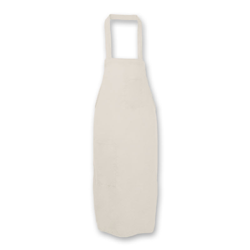 Intedge 335 IV Bib Apron w/ Matching Tie, 32 x 28", Hip Pen Pocket, Ivory