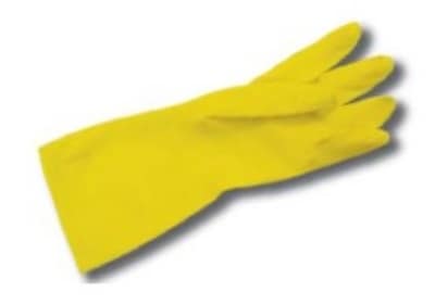 Intedge YFG L 17" Yellow Latex Glove w/ Textured Palm, Flock Lined, Large