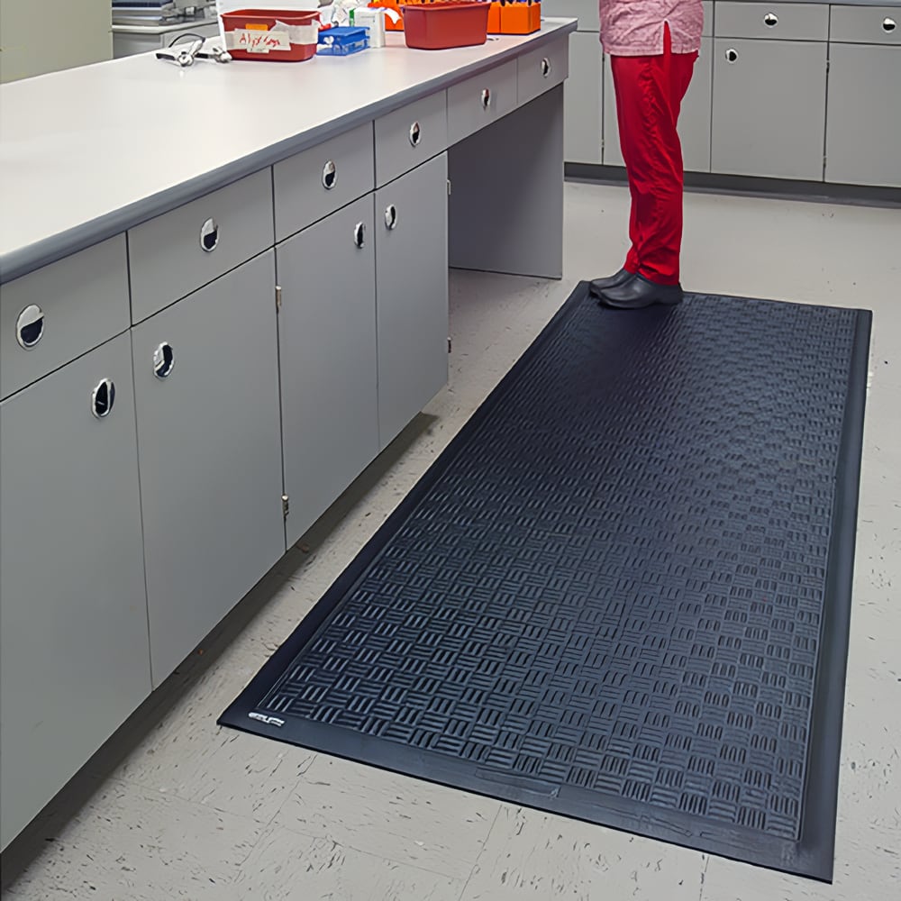 M+A Matting 370048000 Cushion Station Slip Resistant Floor Mat, 4 x 8 3/10 ft, Black