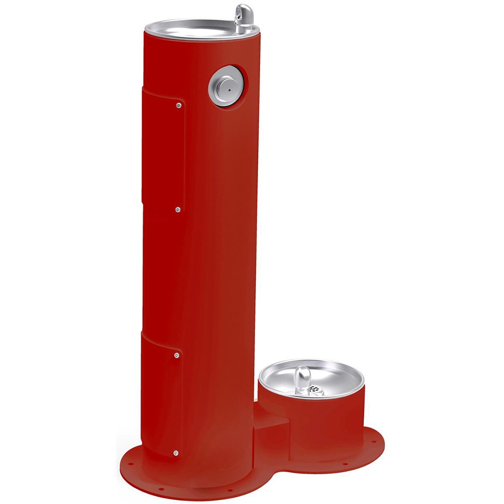 Elkay LK4400DBRED Outdoor Pedestal Drinking Fountain w/ Pet Fountain