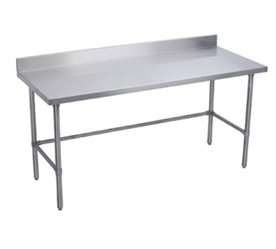 Elkay WT24X48-BGX 48" 16 ga Work Table w/ Open Base & 300 Series Stainless Top, 4" Backsplash