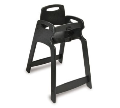 CSL 333-BLK Lightweight Recycled Plastic High Chair, Assembled, Black